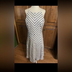 White House Black Market Geometric Black and White Midi Dress